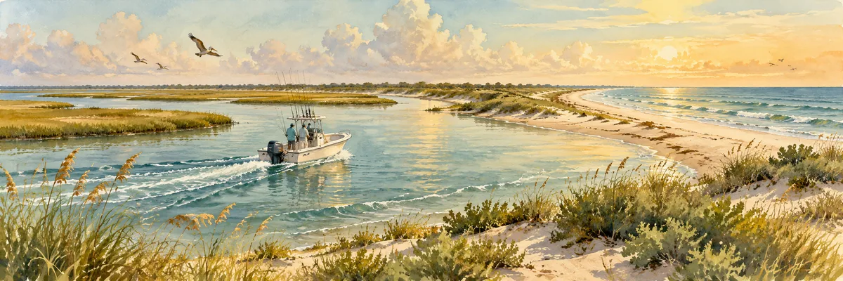 Louisiana marsh shoreline and coastal fishing water
